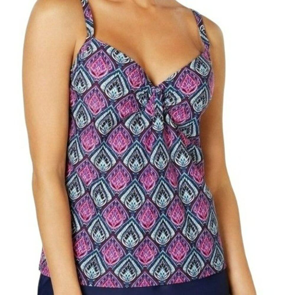 Island Escape Heaven Sent Scorpio Tankini Top Womens Swim Size 16 - Picture 1 of 10